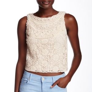 Alice + Olivia Crochet Embroidered Tank
